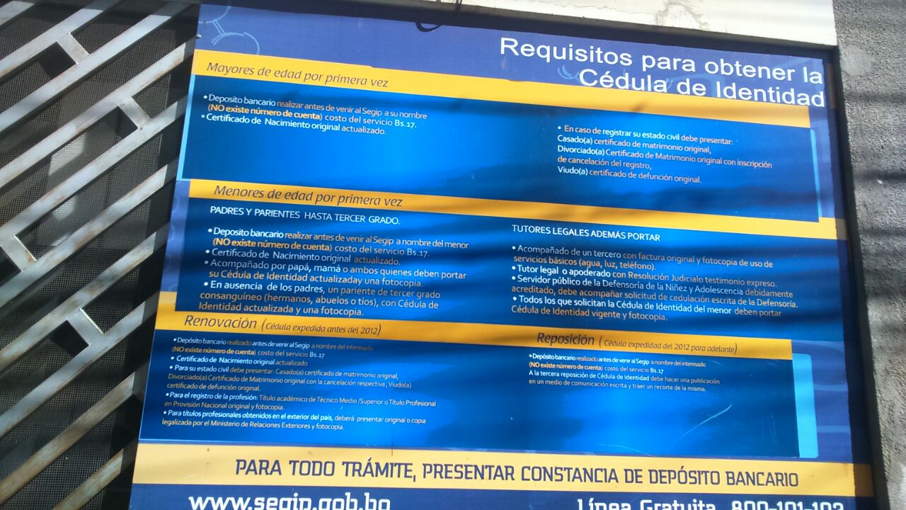 Información brindada en SEGIP La Paz